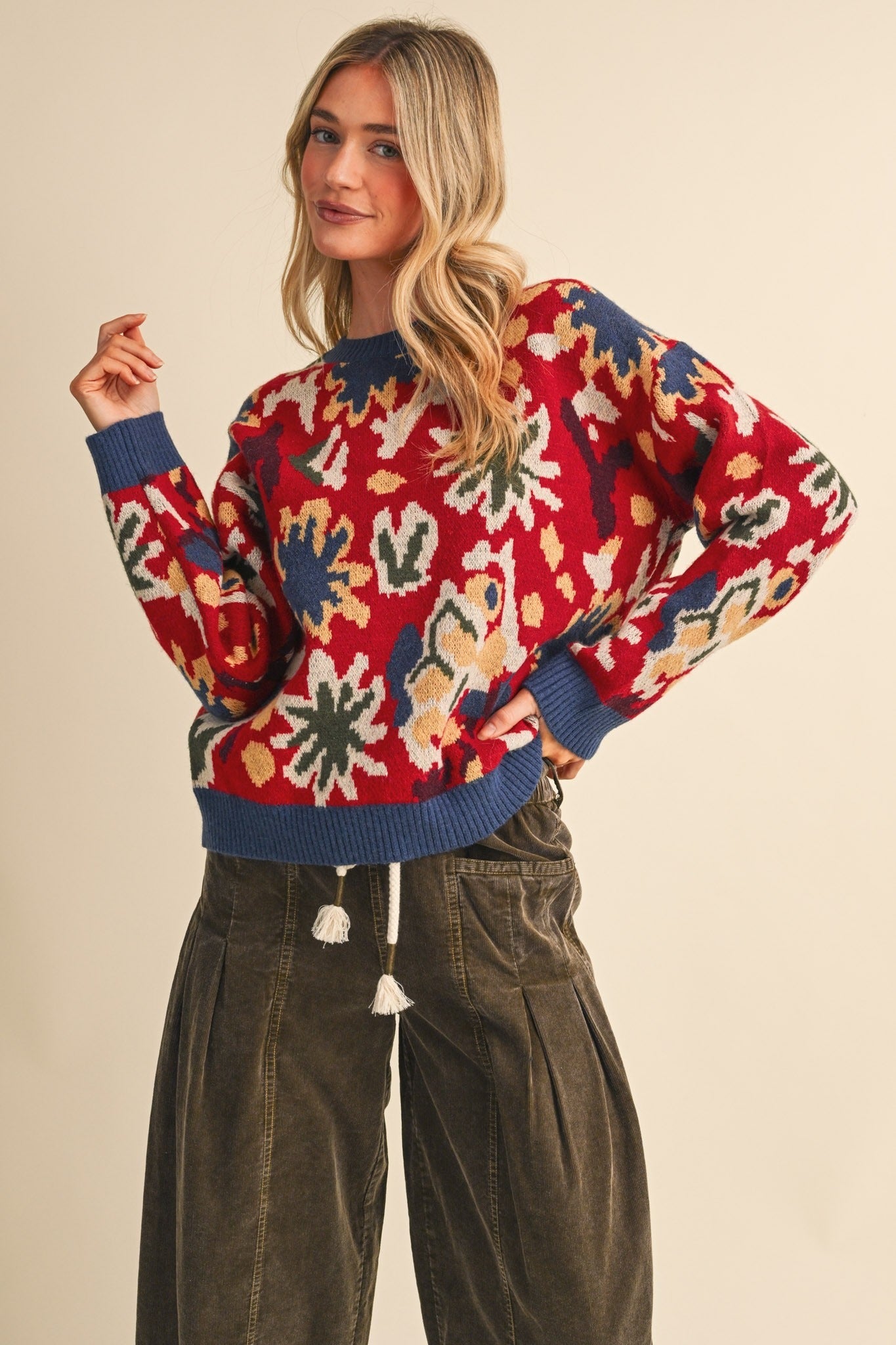 Vincent Abstract Floral Knit Sweater - Westly