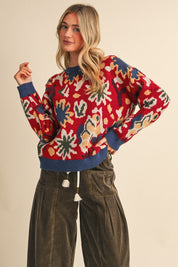 Vincent Abstract Floral Knit Sweater - Westly