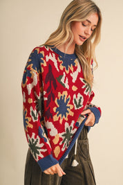 Vincent Abstract Floral Knit Sweater - Westly