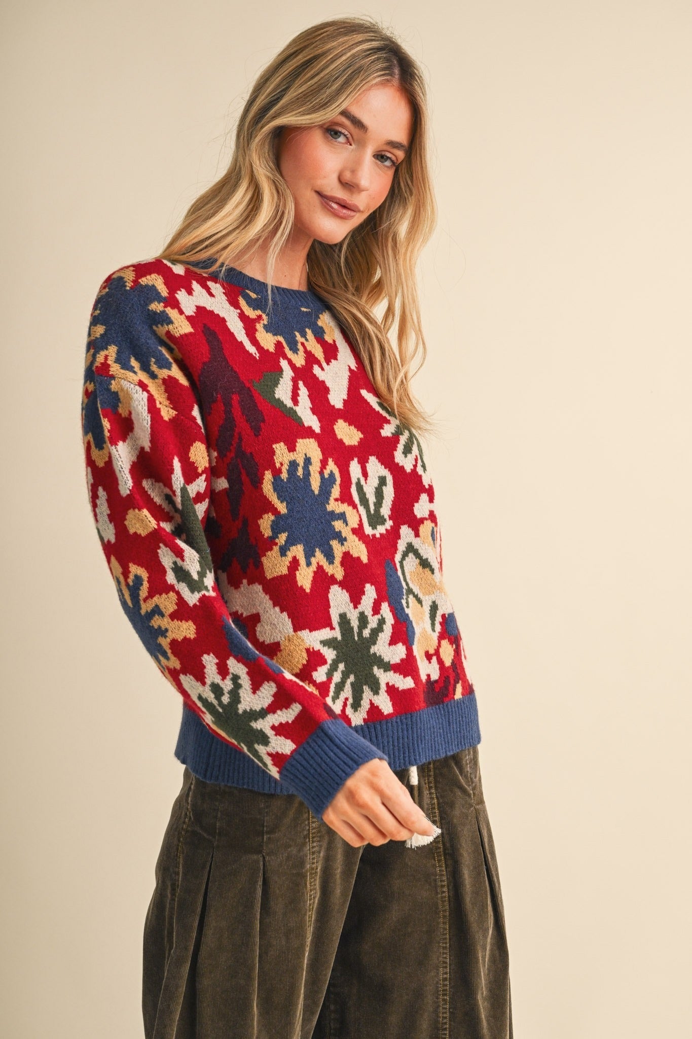 Vincent Abstract Floral Knit Sweater - Westly