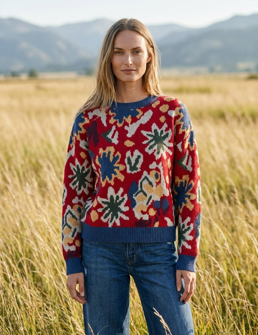 Vincent Abstract Floral Knit Sweater - Westly