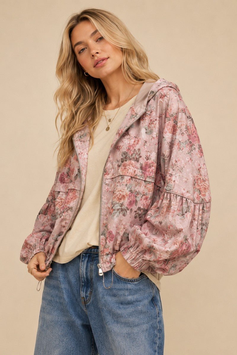 Vintage Rose Hooded Denim Jacket - Westly