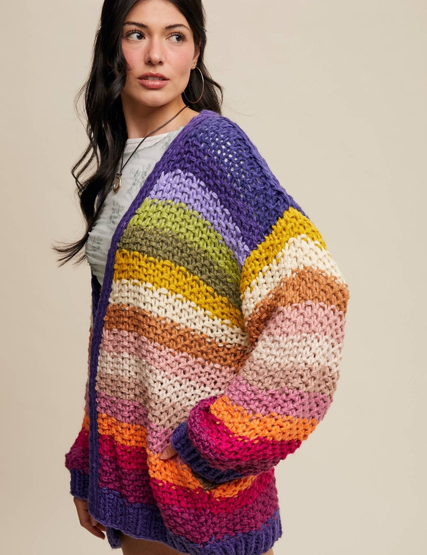 Viv Rainbow Hand - Crochet Cardigan - Westly