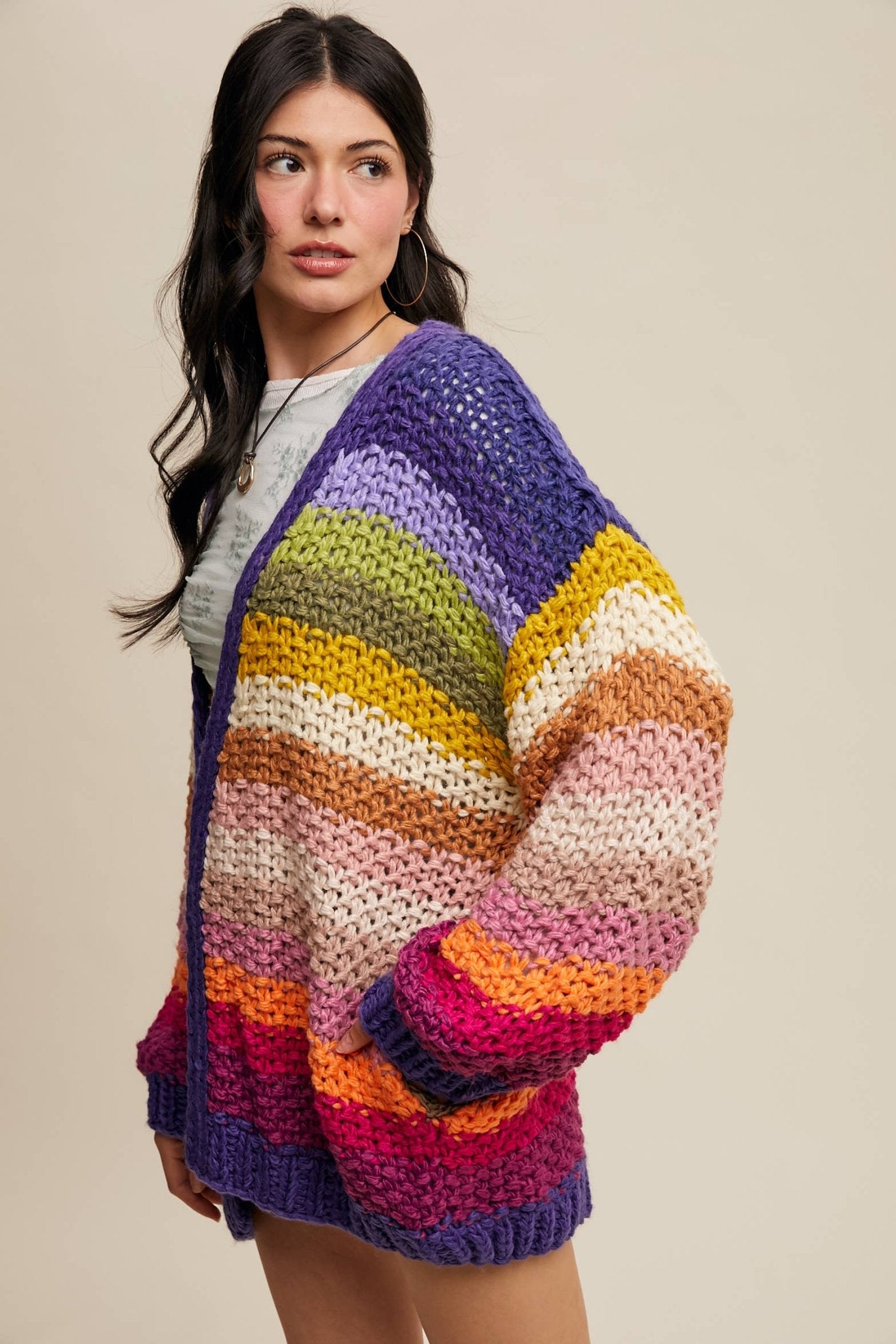 Viv Rainbow Hand - Crochet Cardigan - Westly