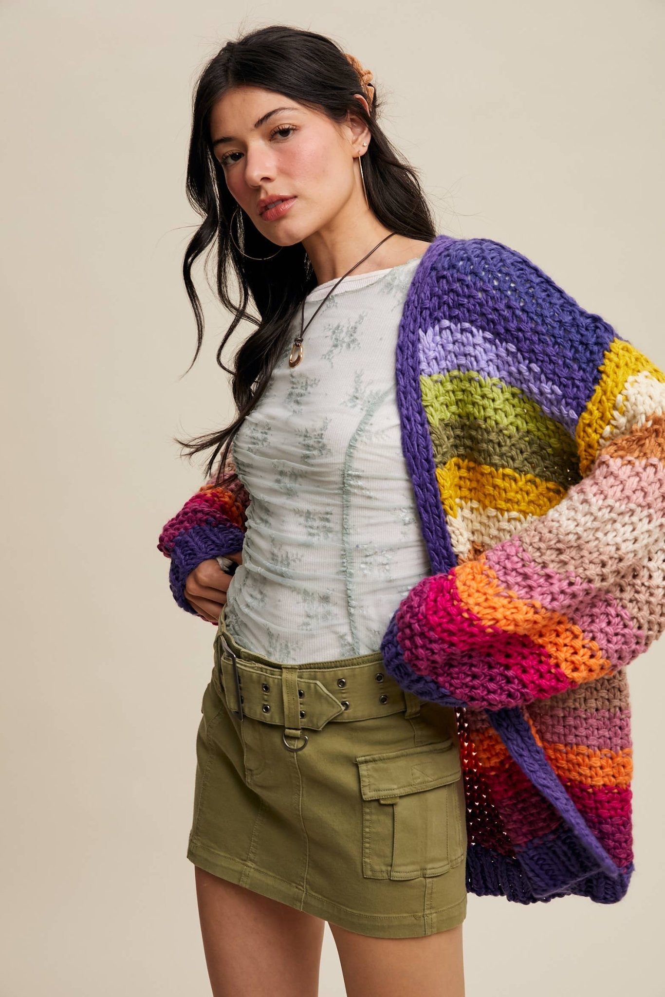 Viv Rainbow Hand - Crochet Cardigan - Westly