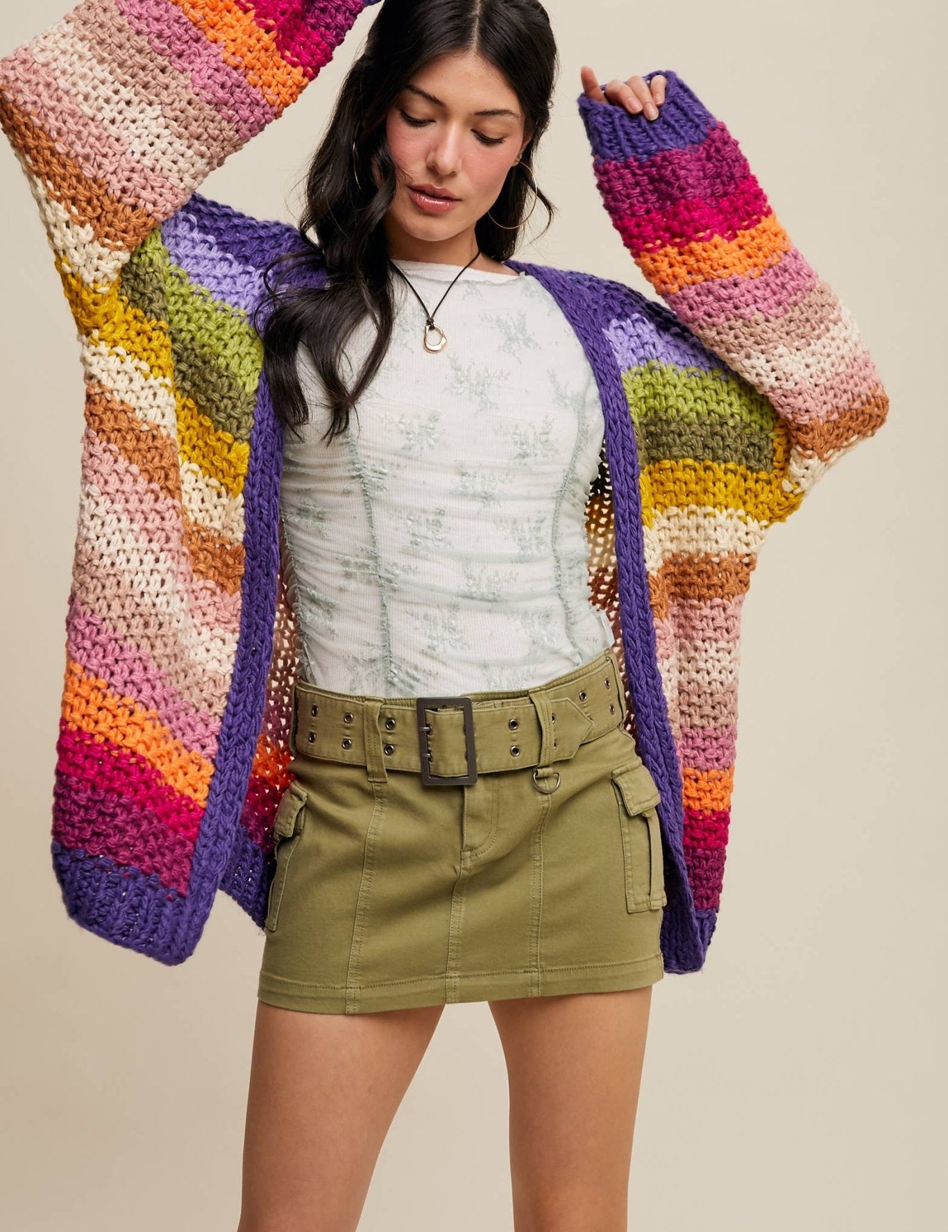 Viv Rainbow Hand - Crochet Cardigan - Westly