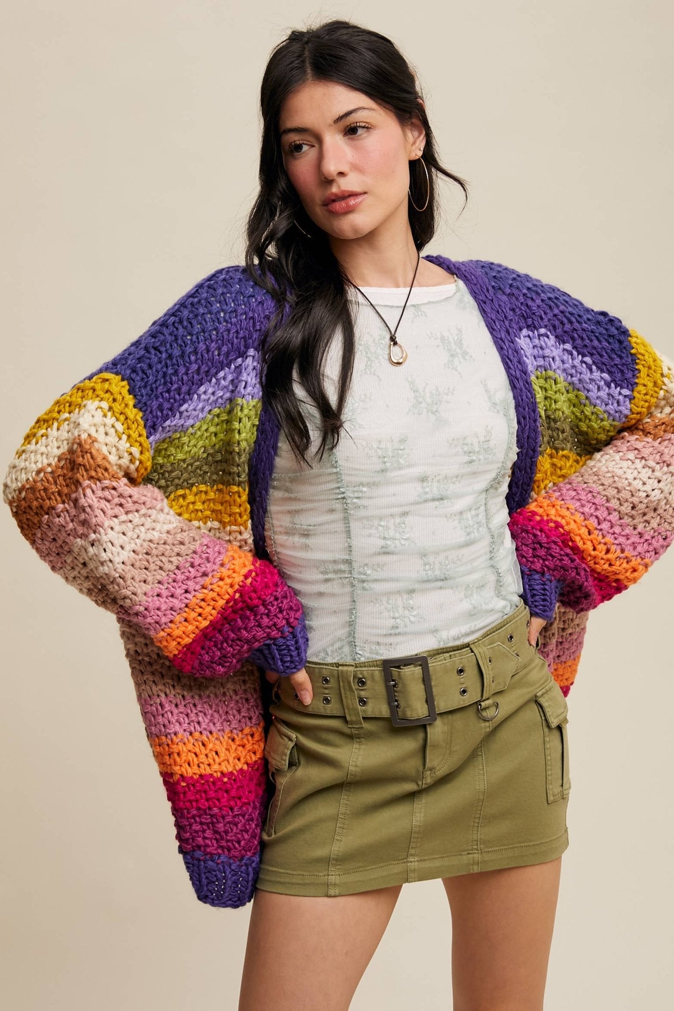 Viv Rainbow Hand - Crochet Cardigan - Westly
