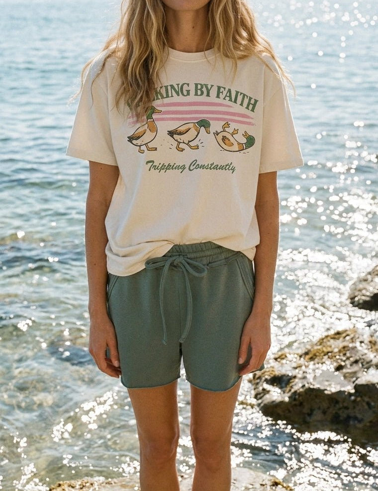 Walking By Faith Oversized Graphic Tee - Westly