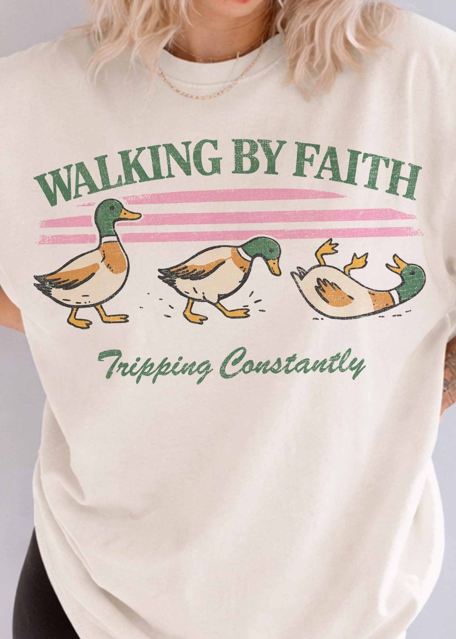 Walking By Faith Oversized Graphic Tee - Westly