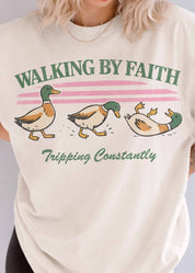 Walking By Faith Oversized Graphic Tee - Westly