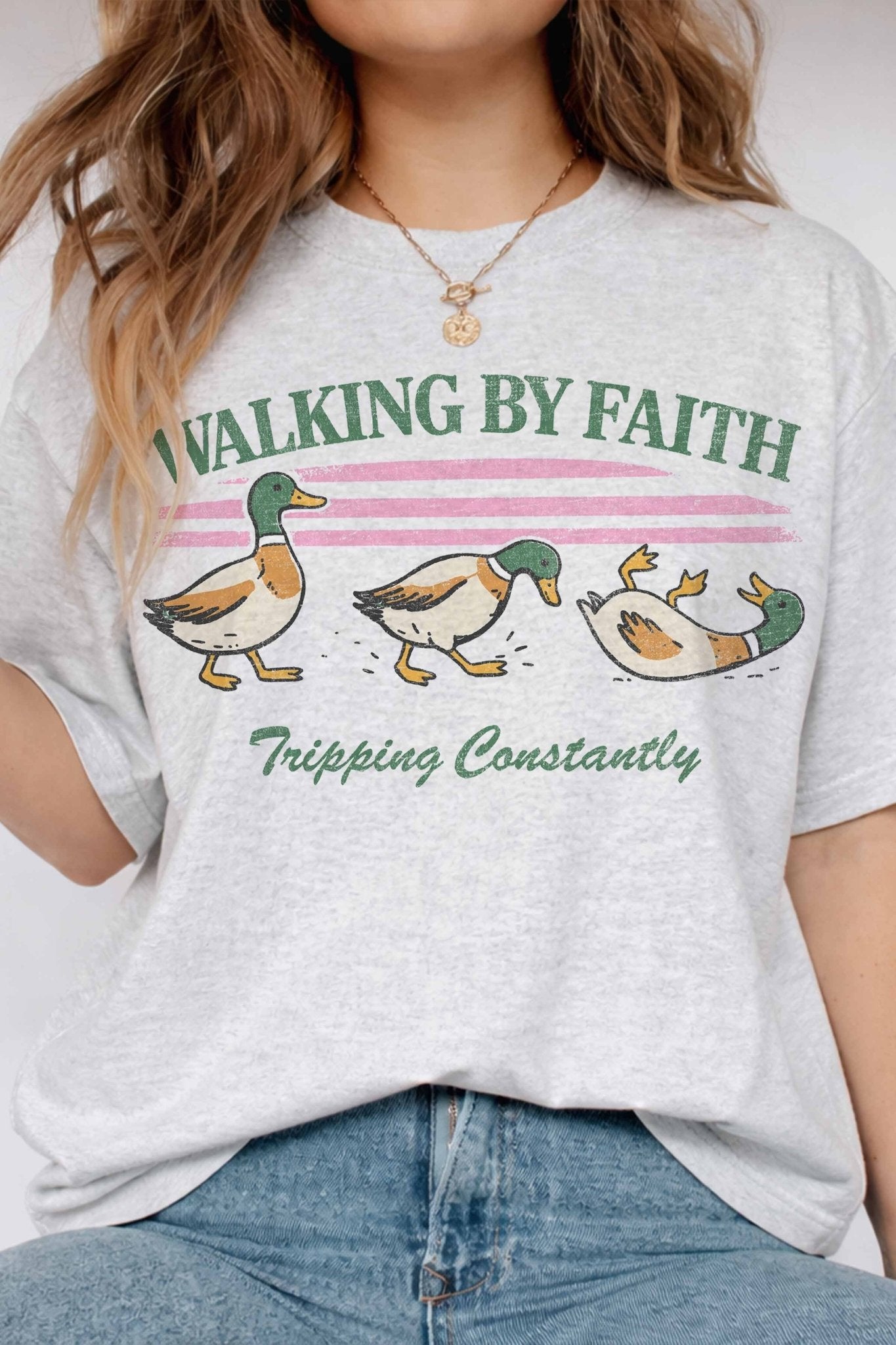 Walking By Faith Oversized Graphic Tee - Westly