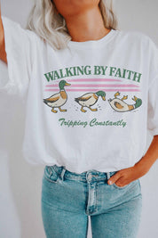 Walking By Faith Oversized Graphic Tee - Westly