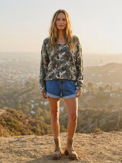 Wanderer Camo V - Neck Oversized Sweater - Westly
