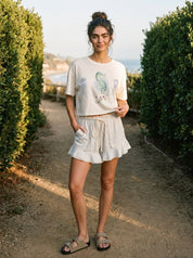 Watercolor Seahorse Cropped Graphic Tee - Westly