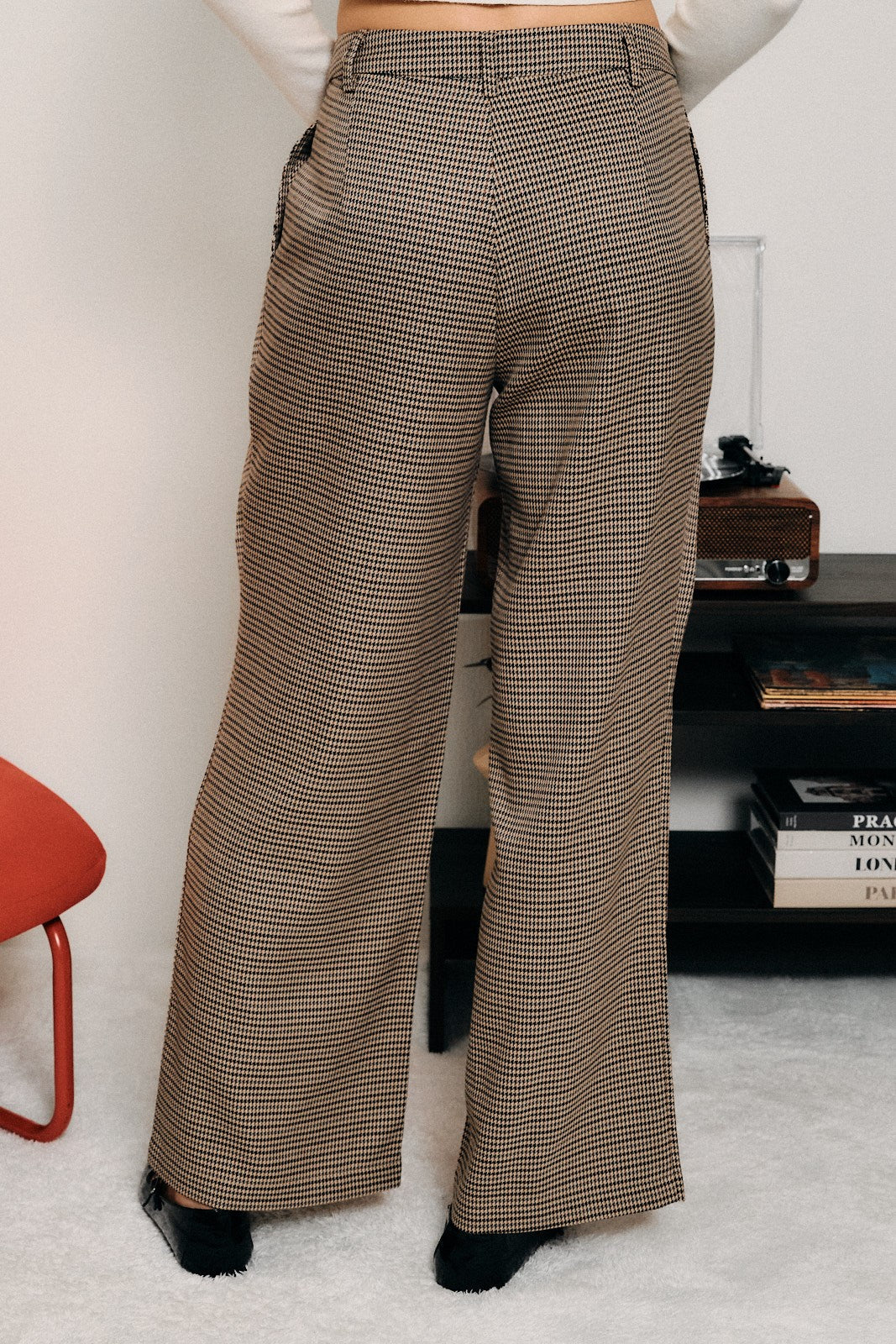 Waverly Pleated Houndstooth Pants - Taupe Multi Houndstooth