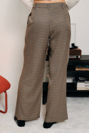 Waverly Pleated Houndstooth Pants - Taupe Multi Houndstooth