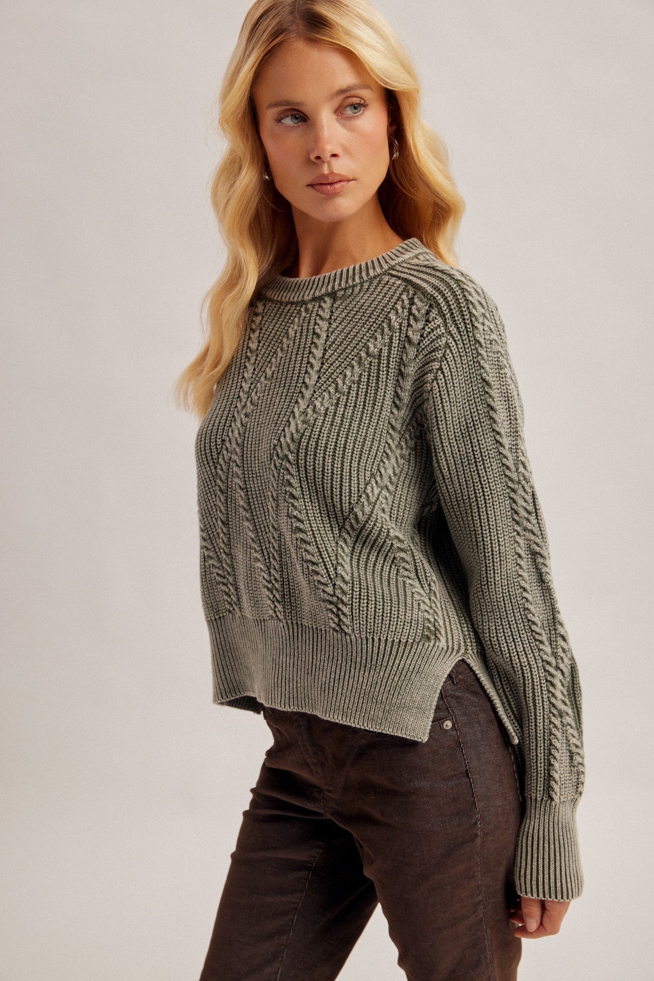 Weathered Days Cable Knit Sweater - Westly