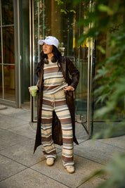 Weekend Retreat Striped Knit Lounge Set in Beige Multi Stripe - product photo 3