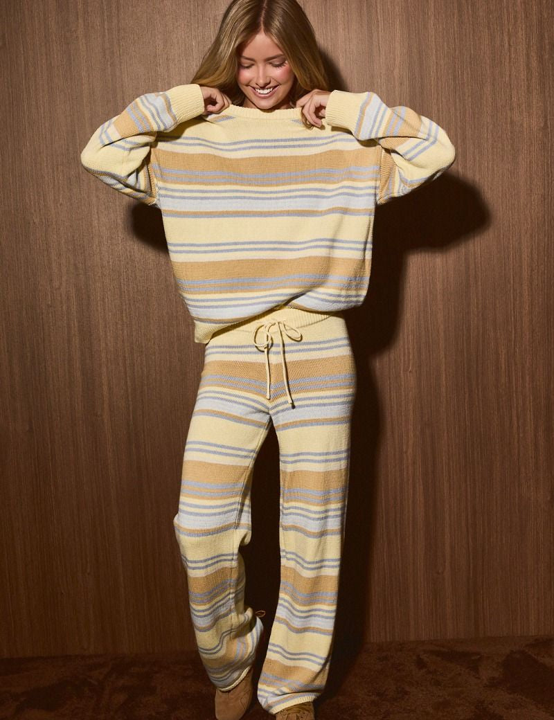Weekend Retreat Striped Knit Lounge Set in Yellow Multi Stripe - product photo 31
