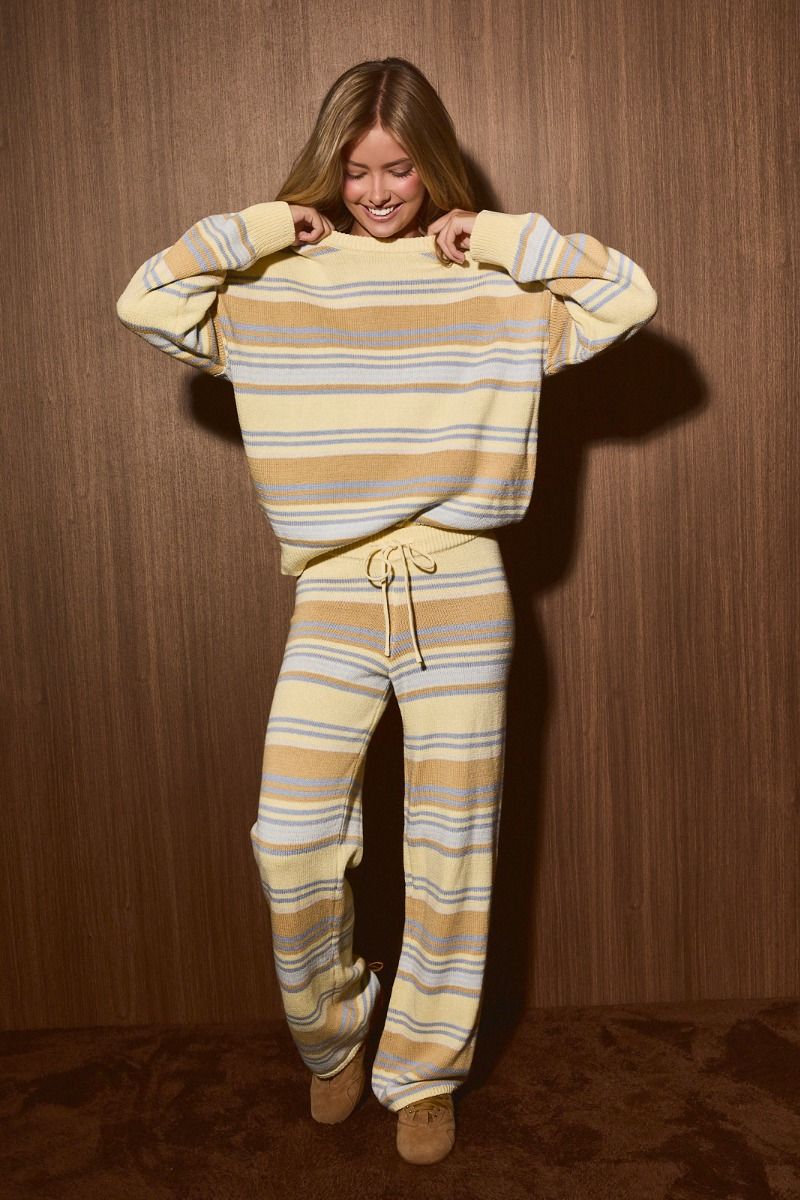 Weekend Retreat Striped Knit Lounge Set in Yellow Multi Stripe - product photo 31