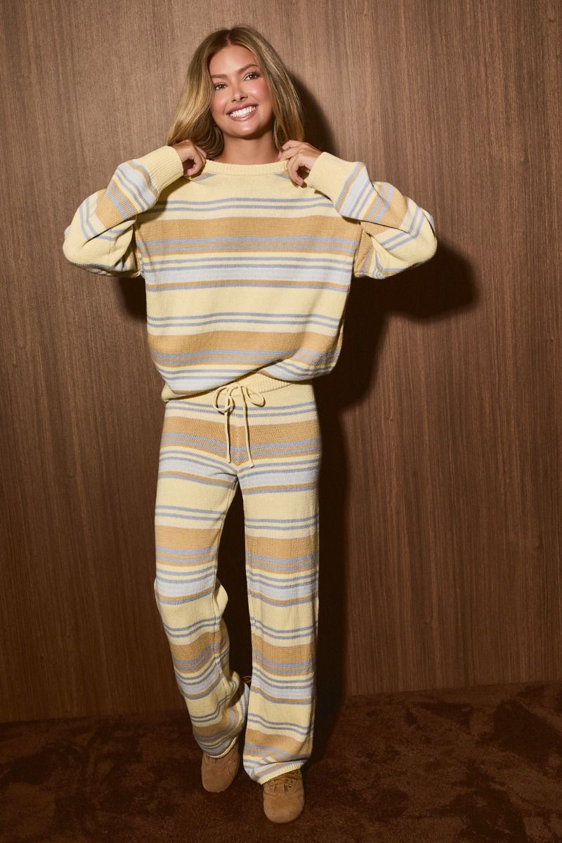 Weekend Retreat Striped Knit Lounge Set in Yellow Multi Stripe - product photo 34