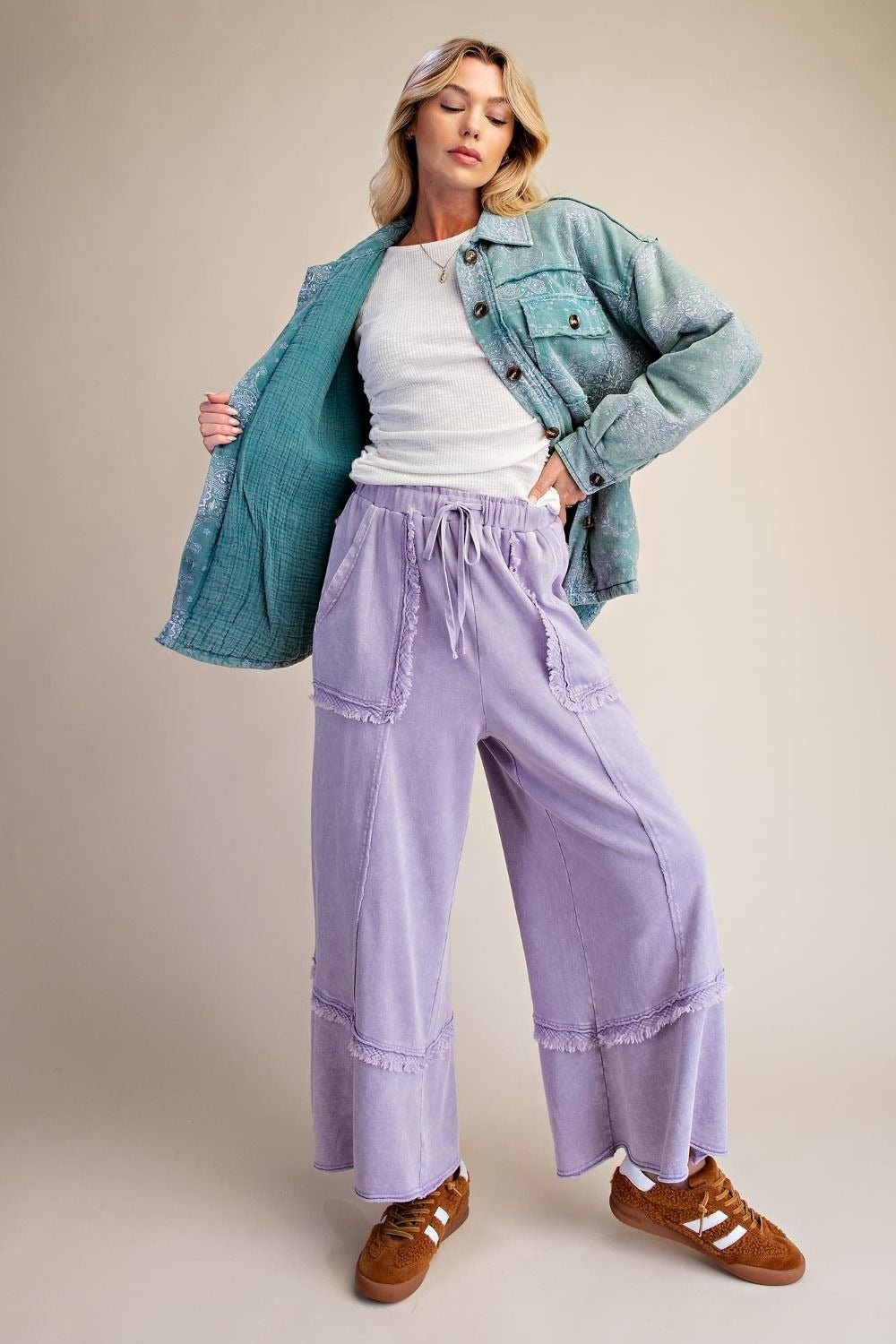 Weekend Ritual Self Fray Washed Terry Pants - Westly