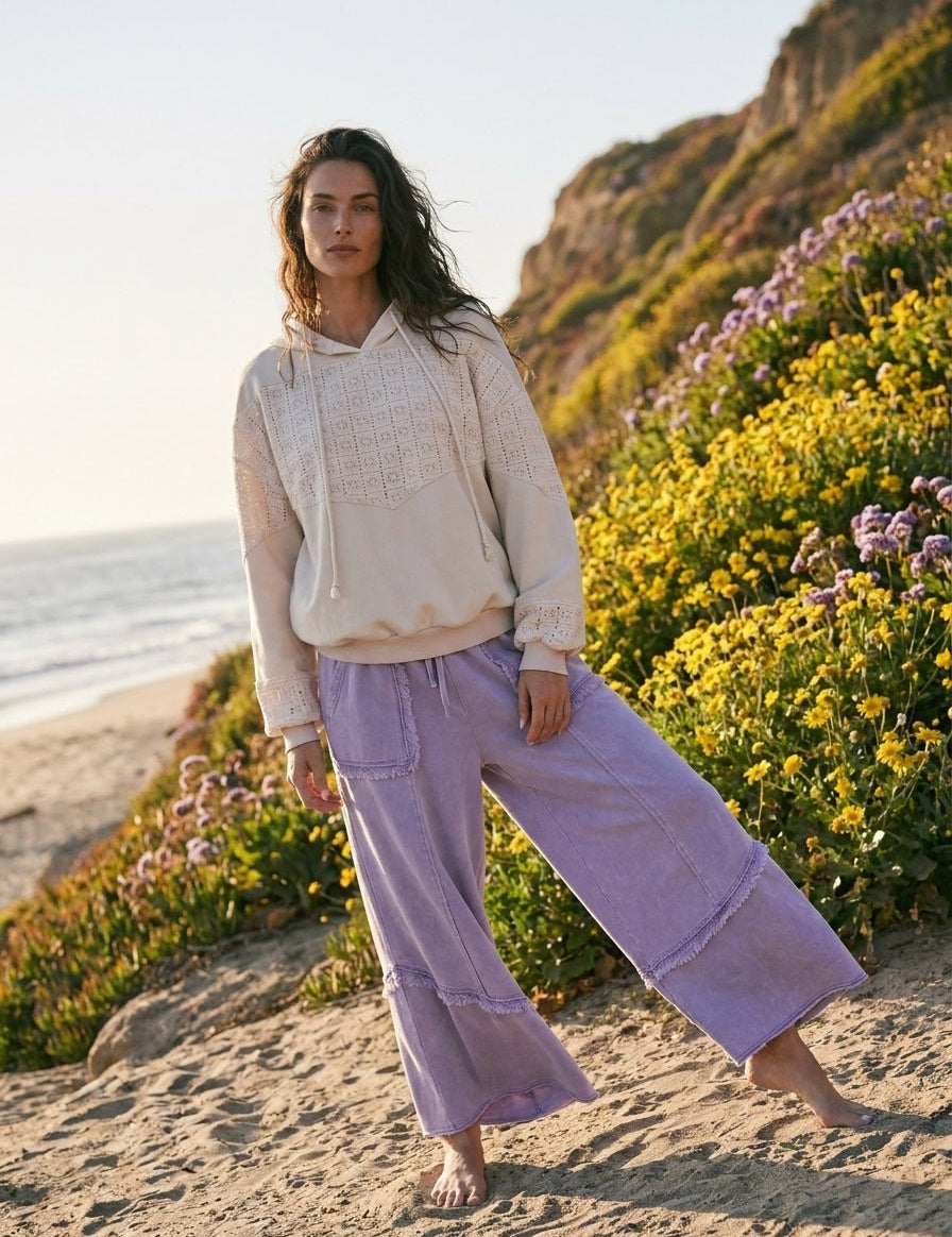 Weekend Ritual Self Fray Washed Terry Pants - Westly