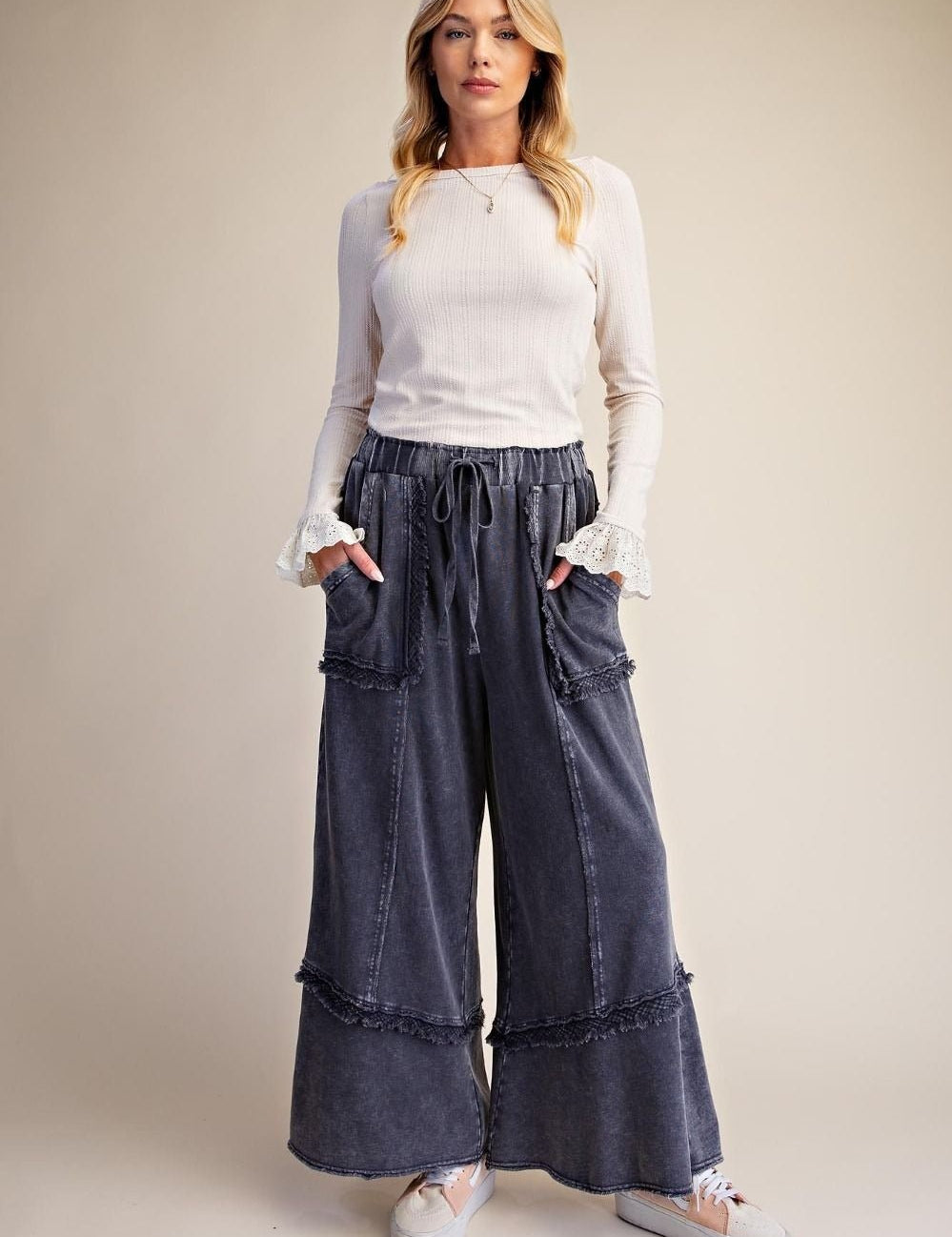 Weekend Ritual Self Fray Washed Terry Pants - Westly