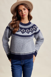 Wengen Fair Isle Sweater - Blue Navy