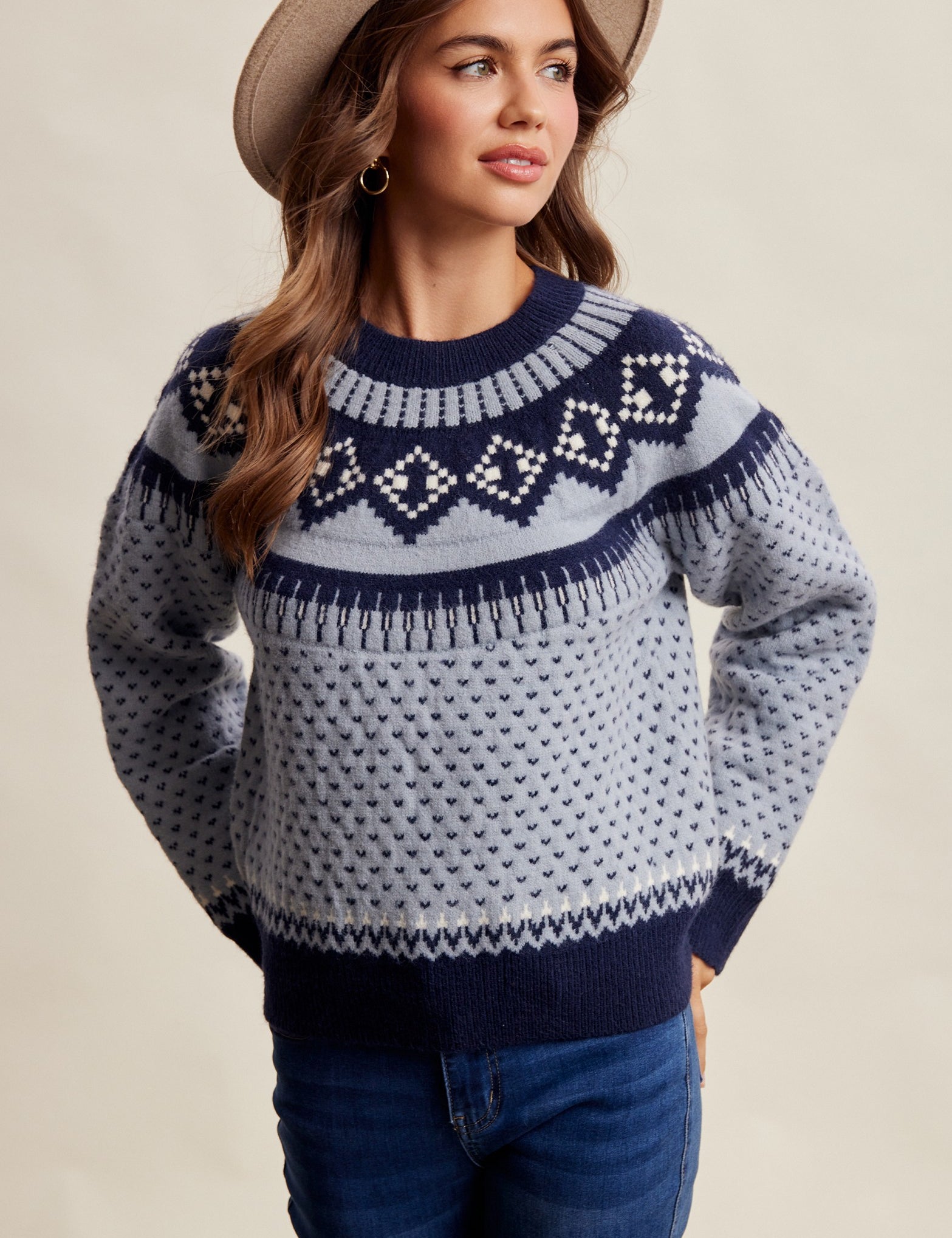 Wengen Fair Isle Sweater - Blue Navy