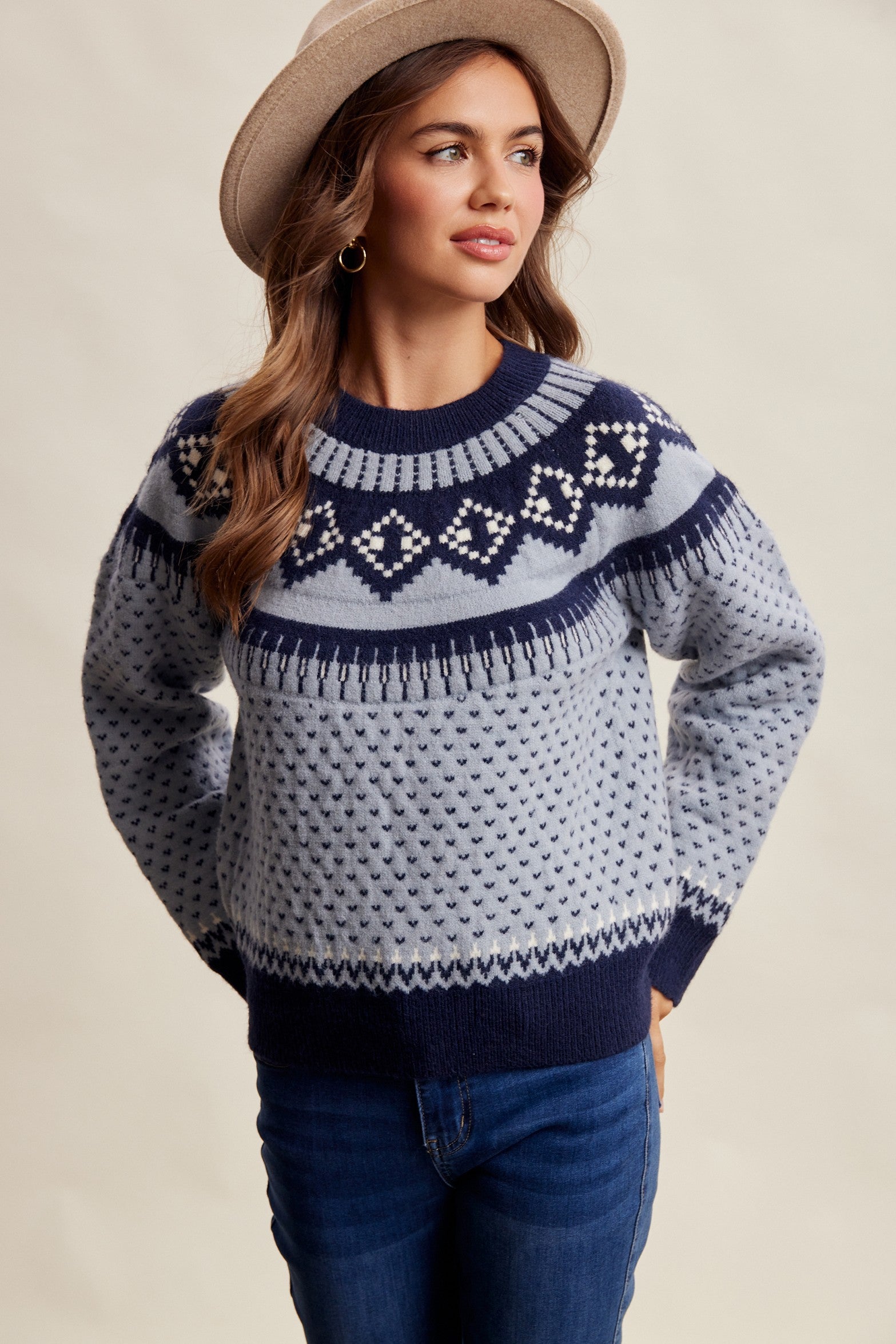 Wengen Fair Isle Sweater - Blue Navy