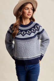 Wengen Fair Isle Sweater - Blue Navy