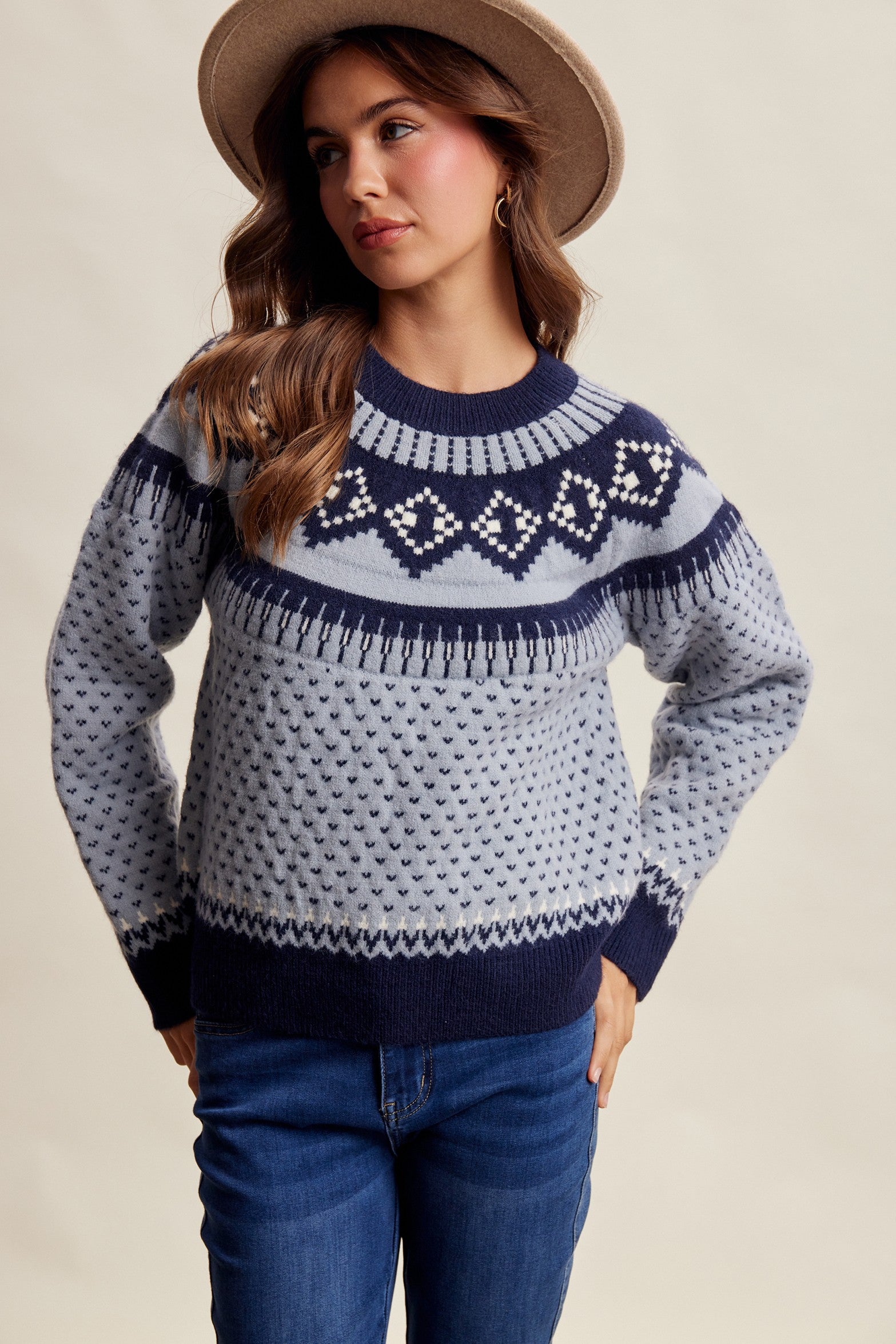 Wengen Fair Isle Sweater - Blue Navy