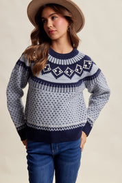 Wengen Fair Isle Sweater - Blue Navy