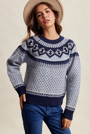 Wengen Fair Isle Sweater - Blue Navy