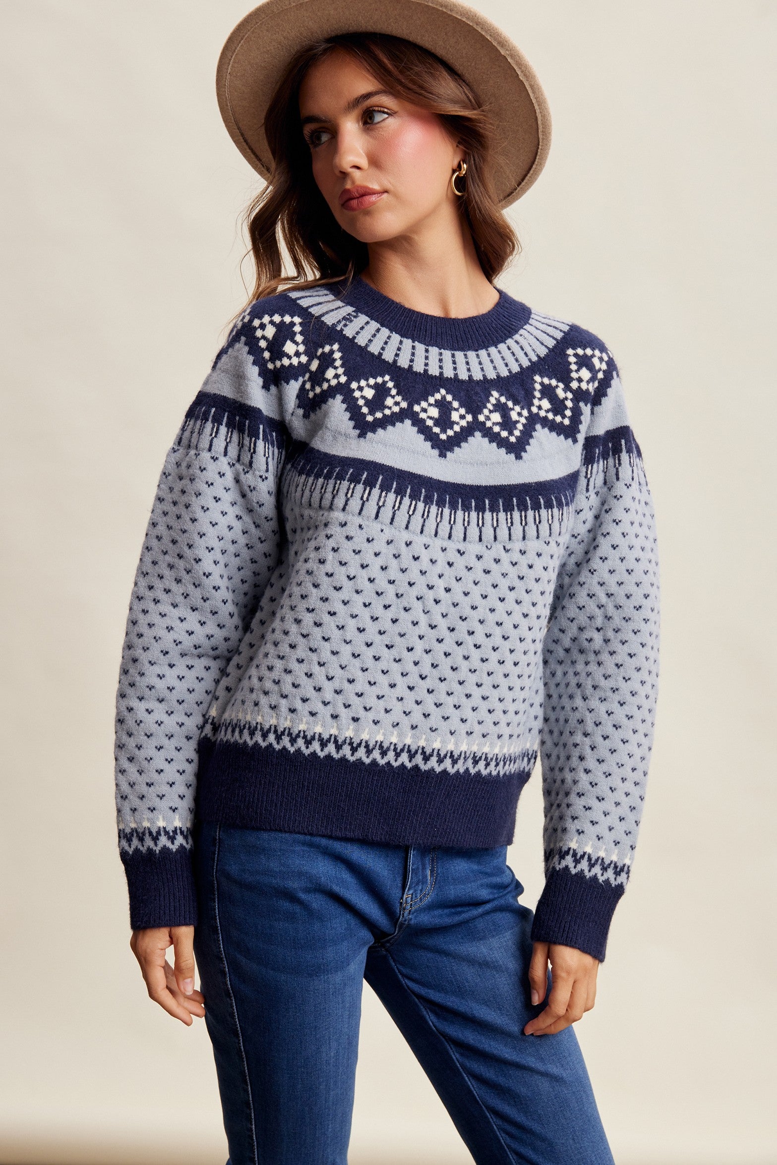 Wengen Fair Isle Sweater - Blue Navy