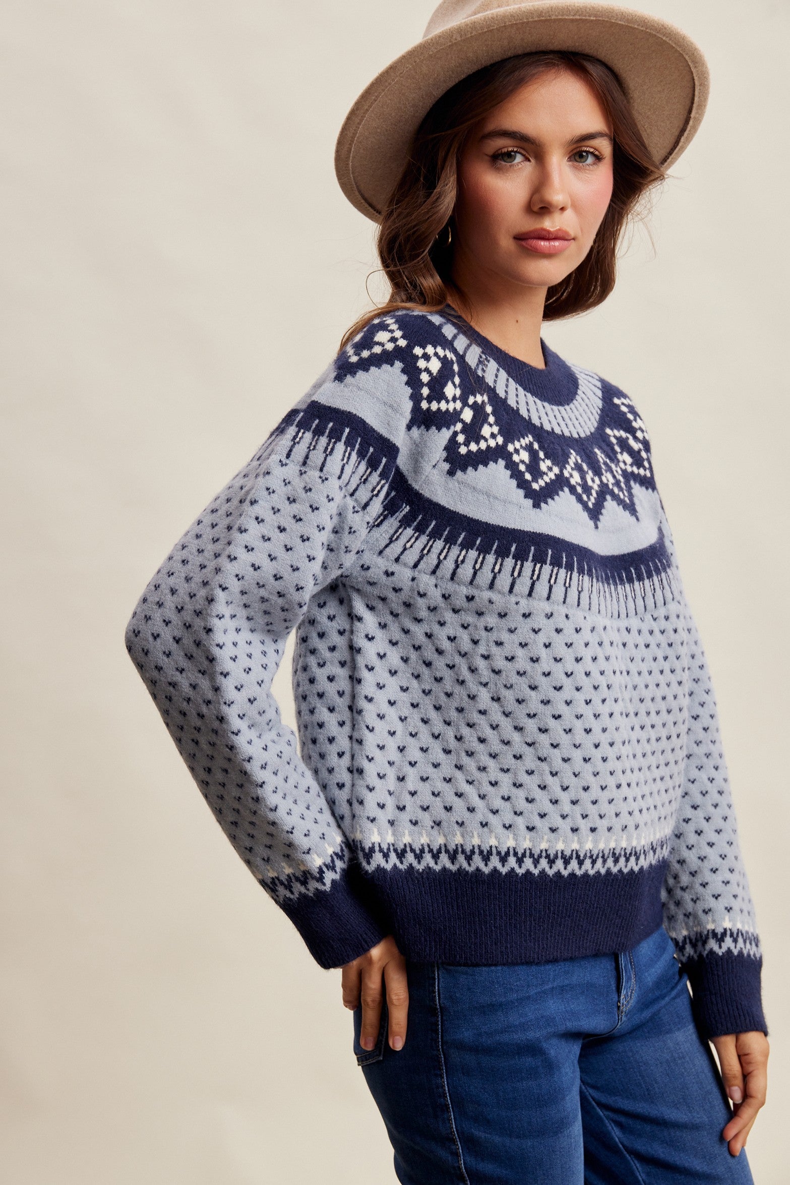 Wengen Fair Isle Sweater - Blue Navy