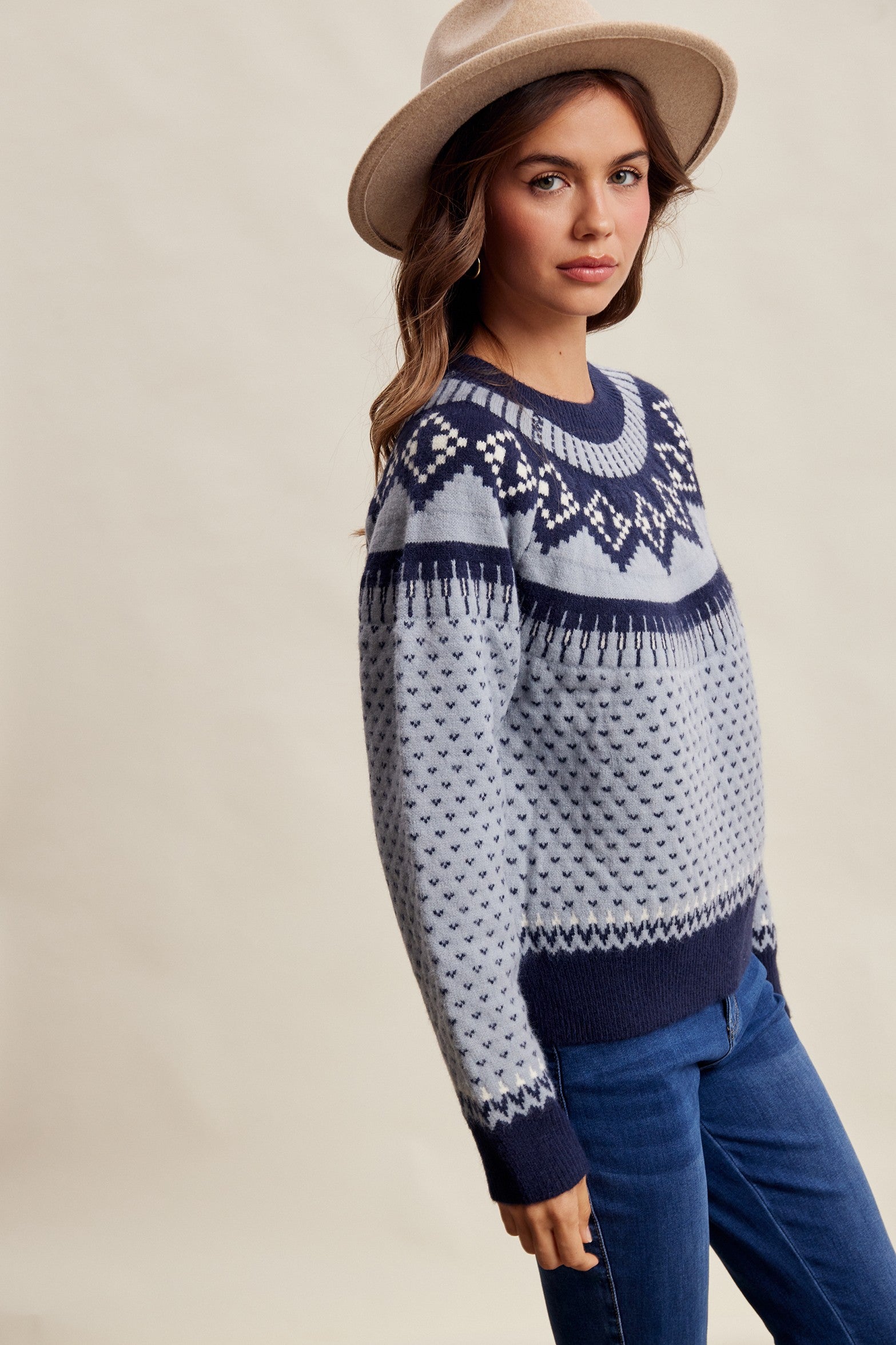 Wengen Fair Isle Sweater - Blue Navy