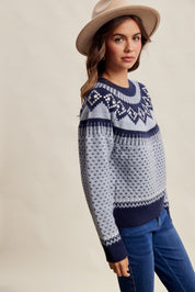 Wengen Fair Isle Sweater - Blue Navy
