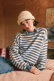 Weslyn Striped Mock Neck Sweater - Blue