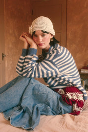 Weslyn Striped Mock Neck Sweater - Blue
