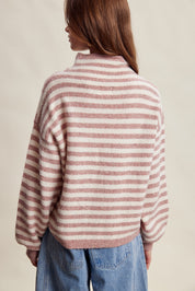 Weslyn Striped Mock Neck Sweater - Blush