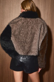 Westbourne Colorblock Faux Fur Jacket in Taupe Multi - product photo 5