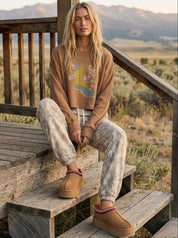 Western Blooms Cropped Thermal Graphic Top - Westly