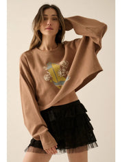 Western Blooms Cropped Thermal Graphic Top - Westly