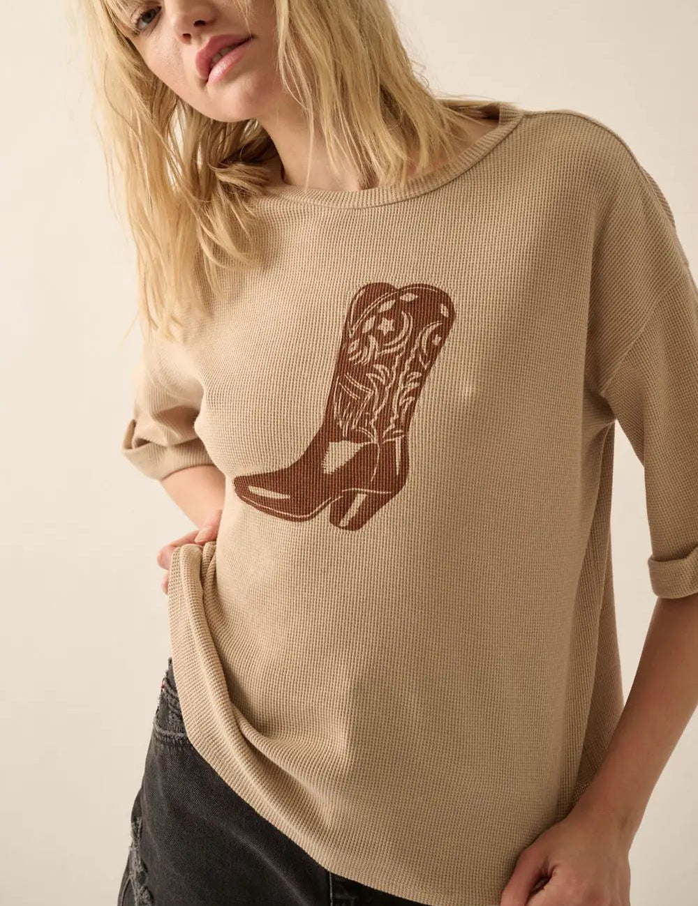 Western Boot Waffle - Knit Graphic Tee - Westly