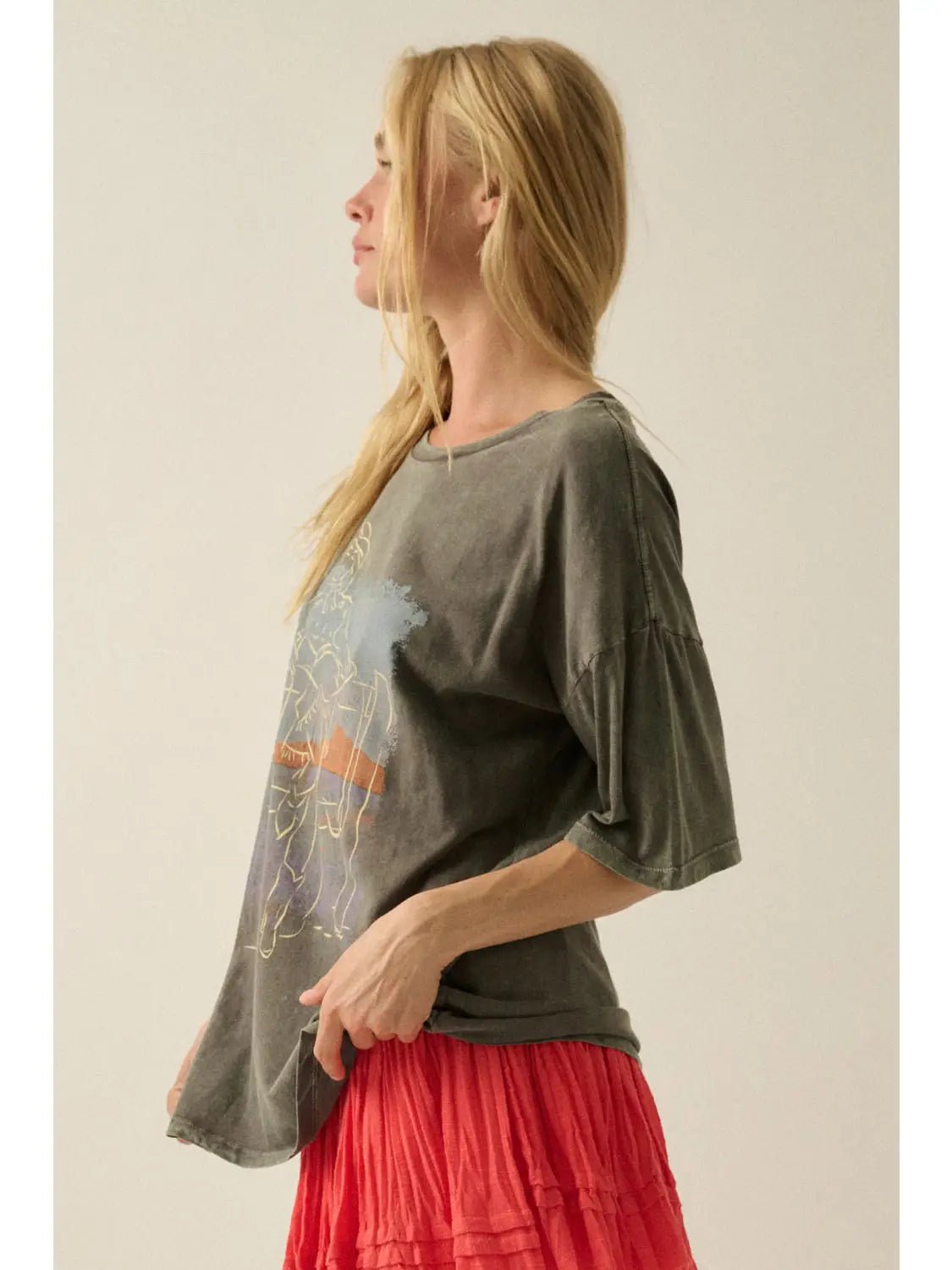 Western Muse Vintage - Wash Oversized Graphic Tee - Westly