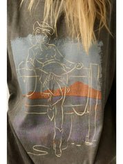 Western Muse Vintage - Wash Oversized Graphic Tee - Westly
