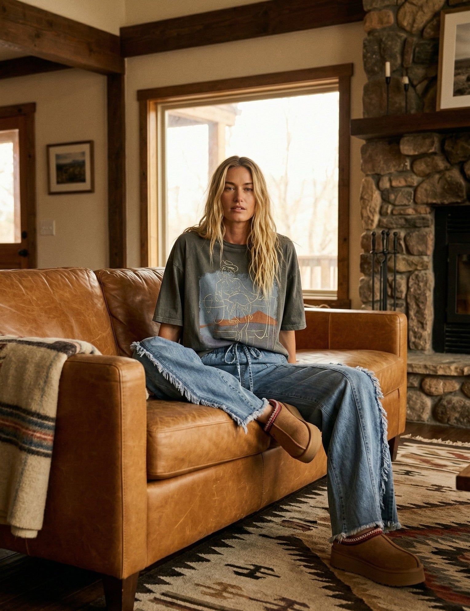 Western Muse Vintage - Wash Oversized Graphic Tee - Westly