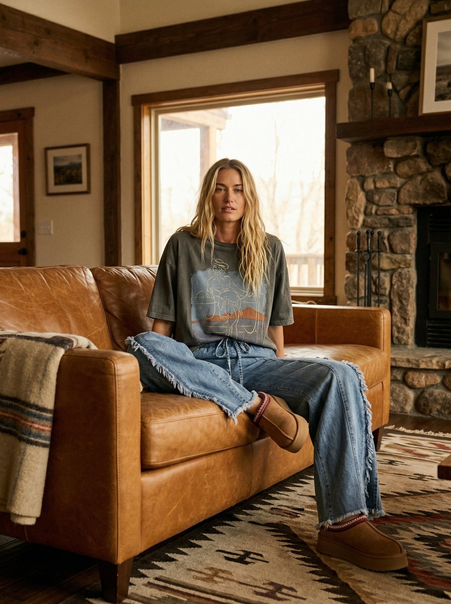 Western Muse Vintage - Wash Oversized Graphic Tee - Westly